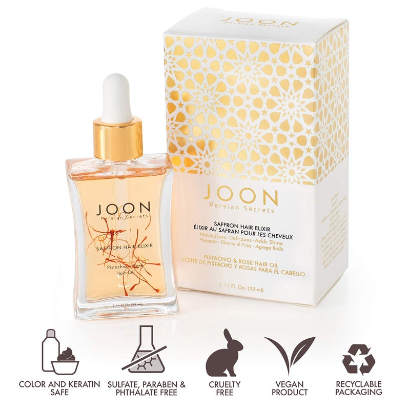 Joon إكسير شعر الزعفران من جون بالفستق + زيت الشعر بالورد، 1.11 أونصة سائلة - Image 4
